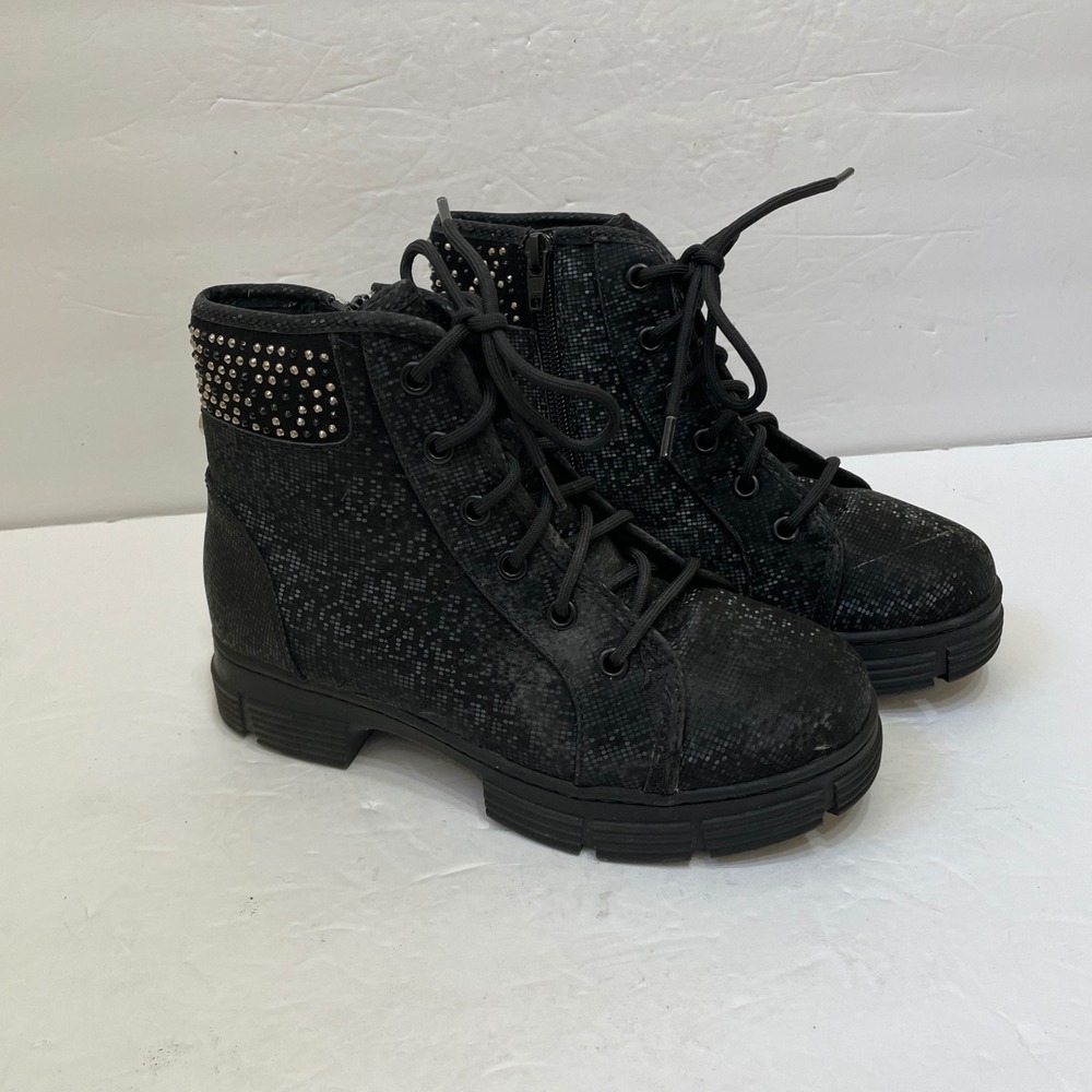 EXCELLENT CONDITION MADDEN NYC STUDDED BLACK COMBAT‎ BOOTS